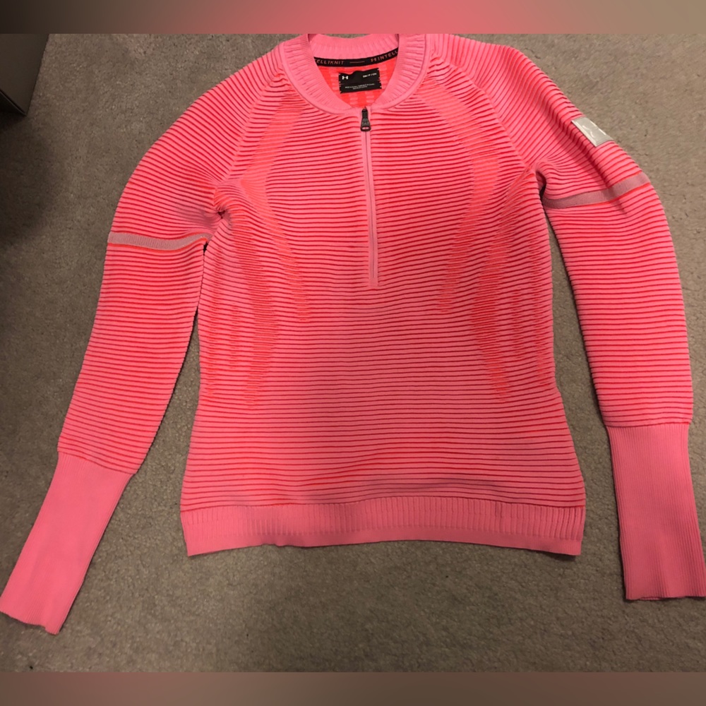 UNDER ARMOUR SM Womens Fleece Pink 1/4 Zip knitwear Pullover Long Sleeve